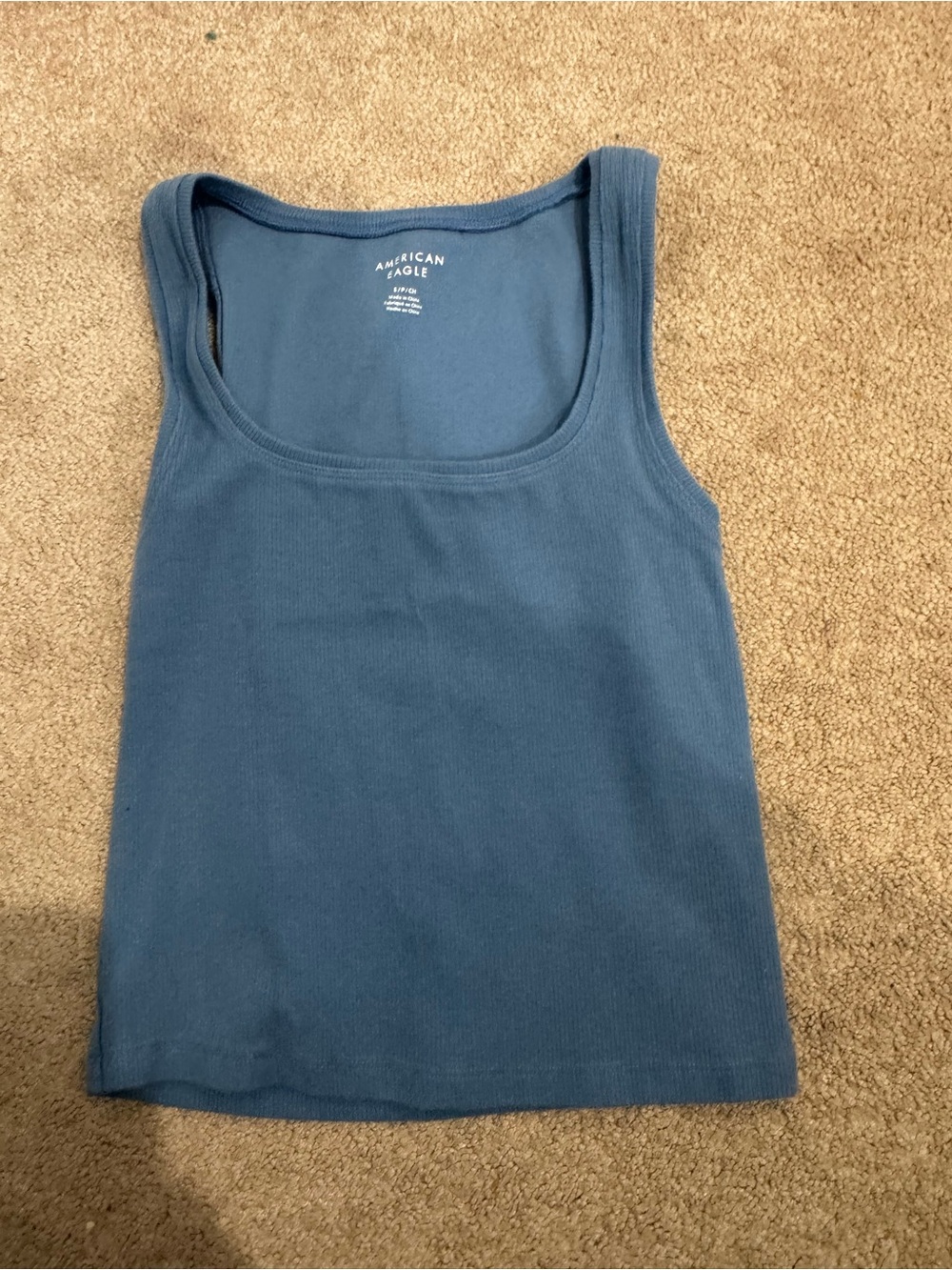 American Eagle Outfitters Vintage Blue Scoop Neck Ribbed Tank